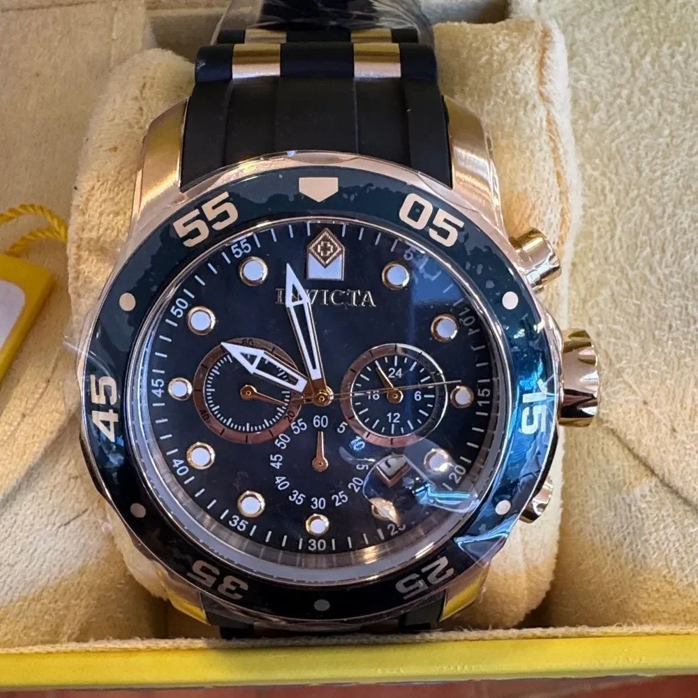 Invicta Pro Diver Scuba Chronograph Watch 17883 Gold/Black NWT